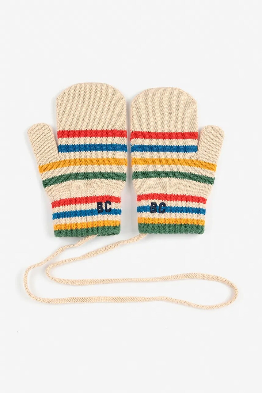 Detské bavlnené rukavice Bobo Choses Tic Tac Toe béžová farba, 225AH016