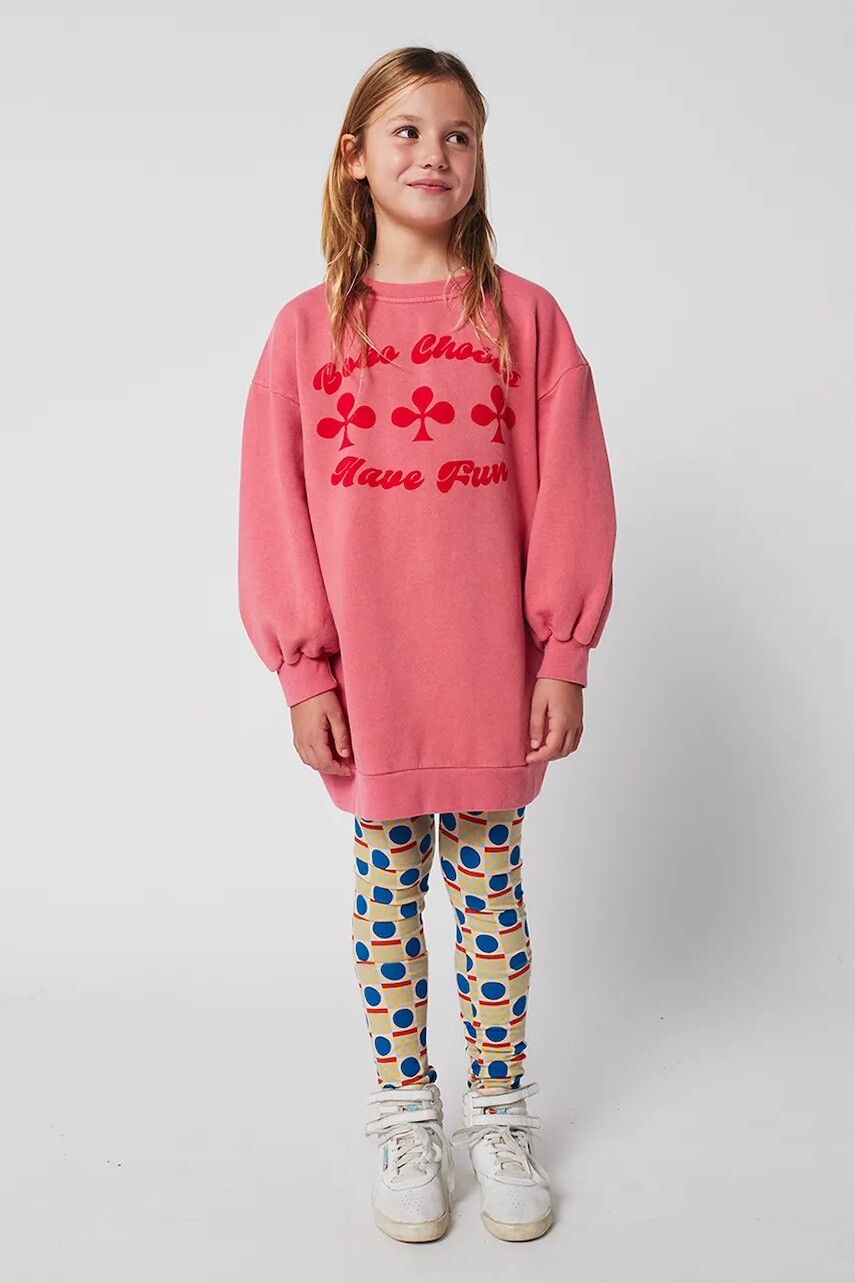 Dievčenské bavlnené šaty Bobo Choses Have Fun ružová farba, mini, oversize, 225AC087