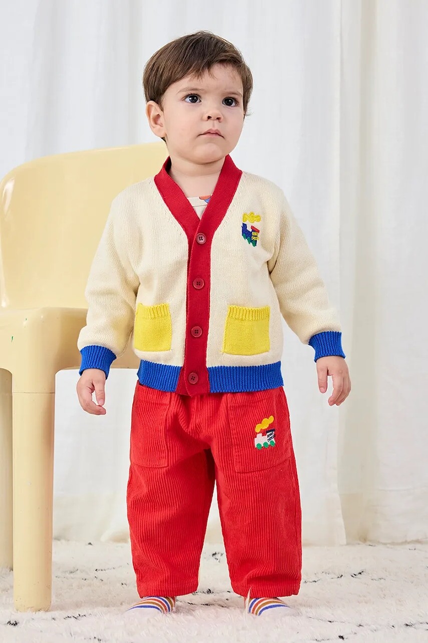 Detský bavlnený kardigan Bobo Choses Choo Choo béžová farba, 225AB098