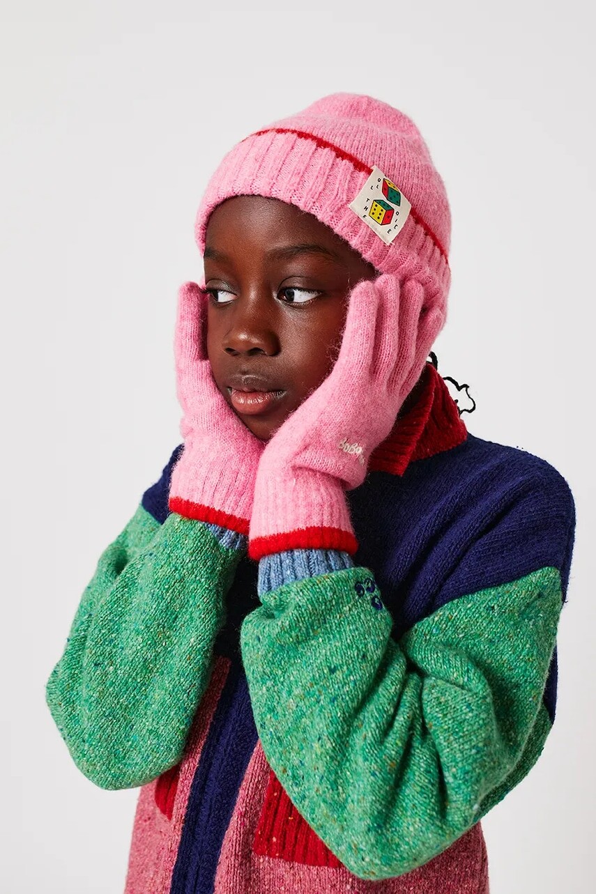 Detská čiapka s prímesou vlny Bobo Choses Roll The Dice ružová farba, 225AI035