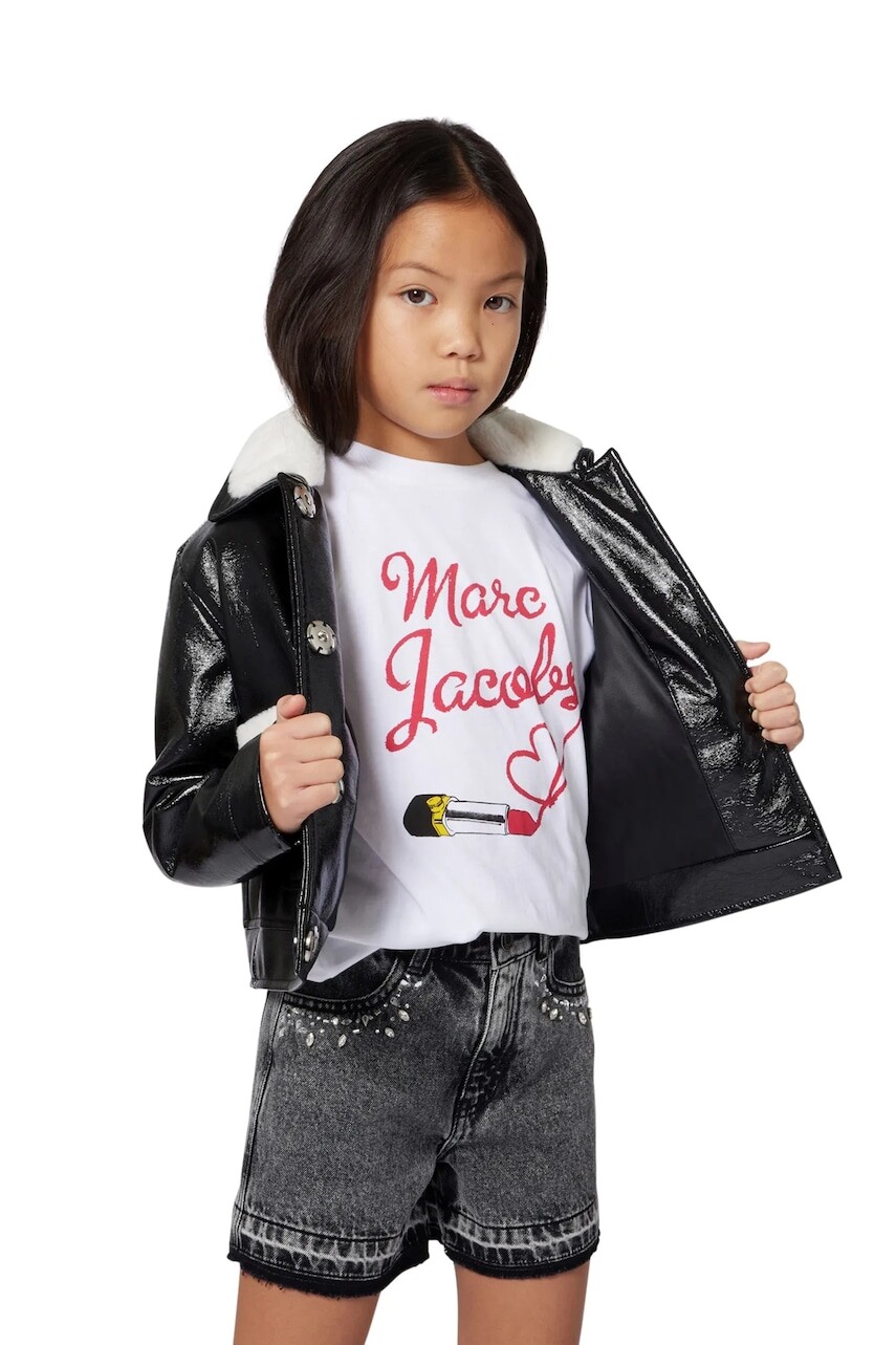 Detské bavlnené tričko Marc Jacobs biela farba, W60579