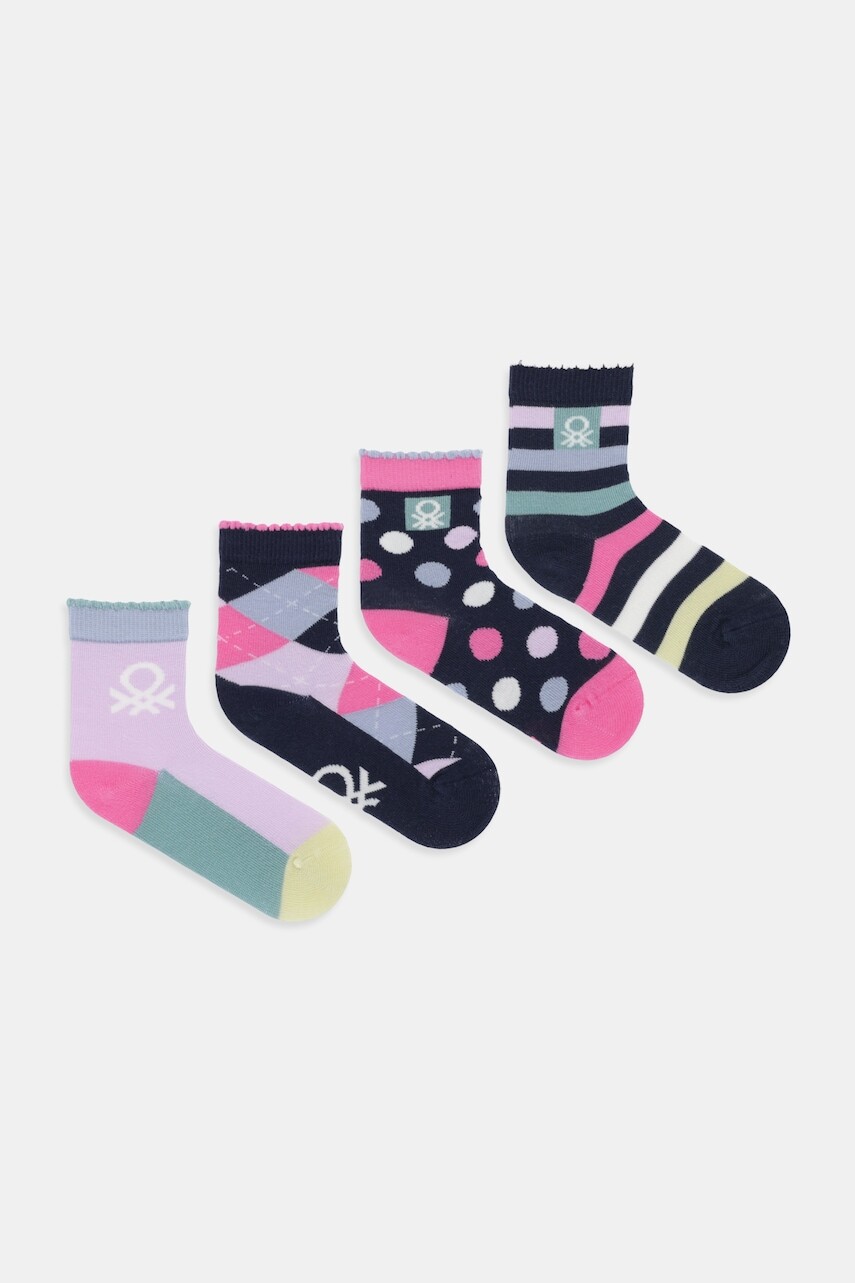 Detské ponožky United Colors of Benetton 4-pak tmavomodrá farba, 6AO30704E