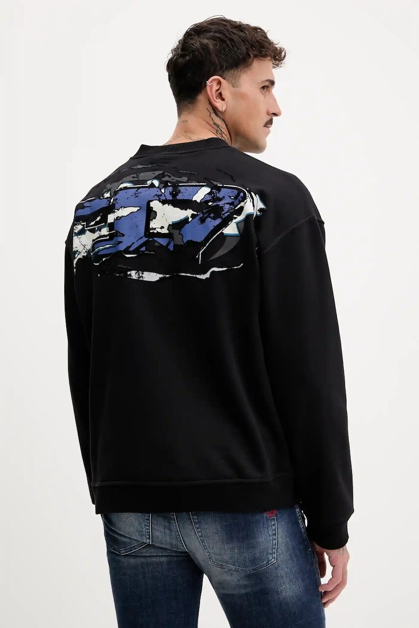 Mikina Diesel S-BOXT-T2 čierna farba, jednofarebná, A18694.0HYAT