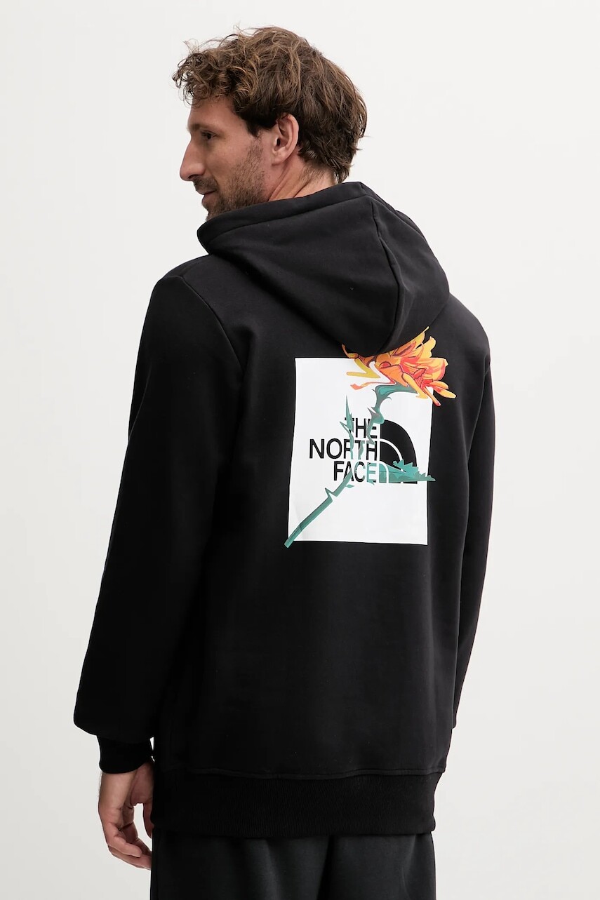 Bavlnená mikina The North Face čierna farba, s kapucňou, s potlačou, NF0A8F64JK31