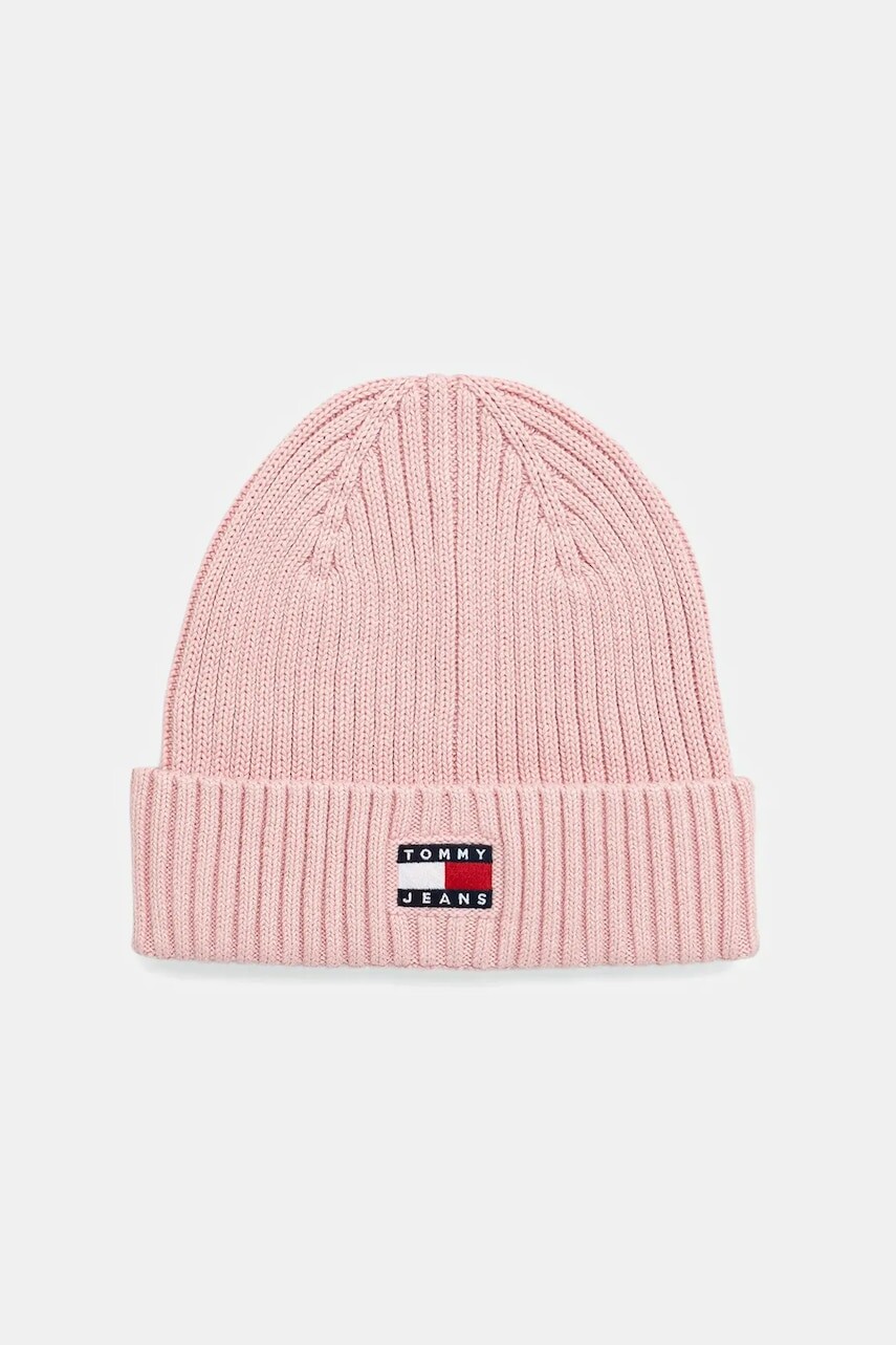 Bavlnená čiapka Tommy Jeans ružová farba, AW0AW17899