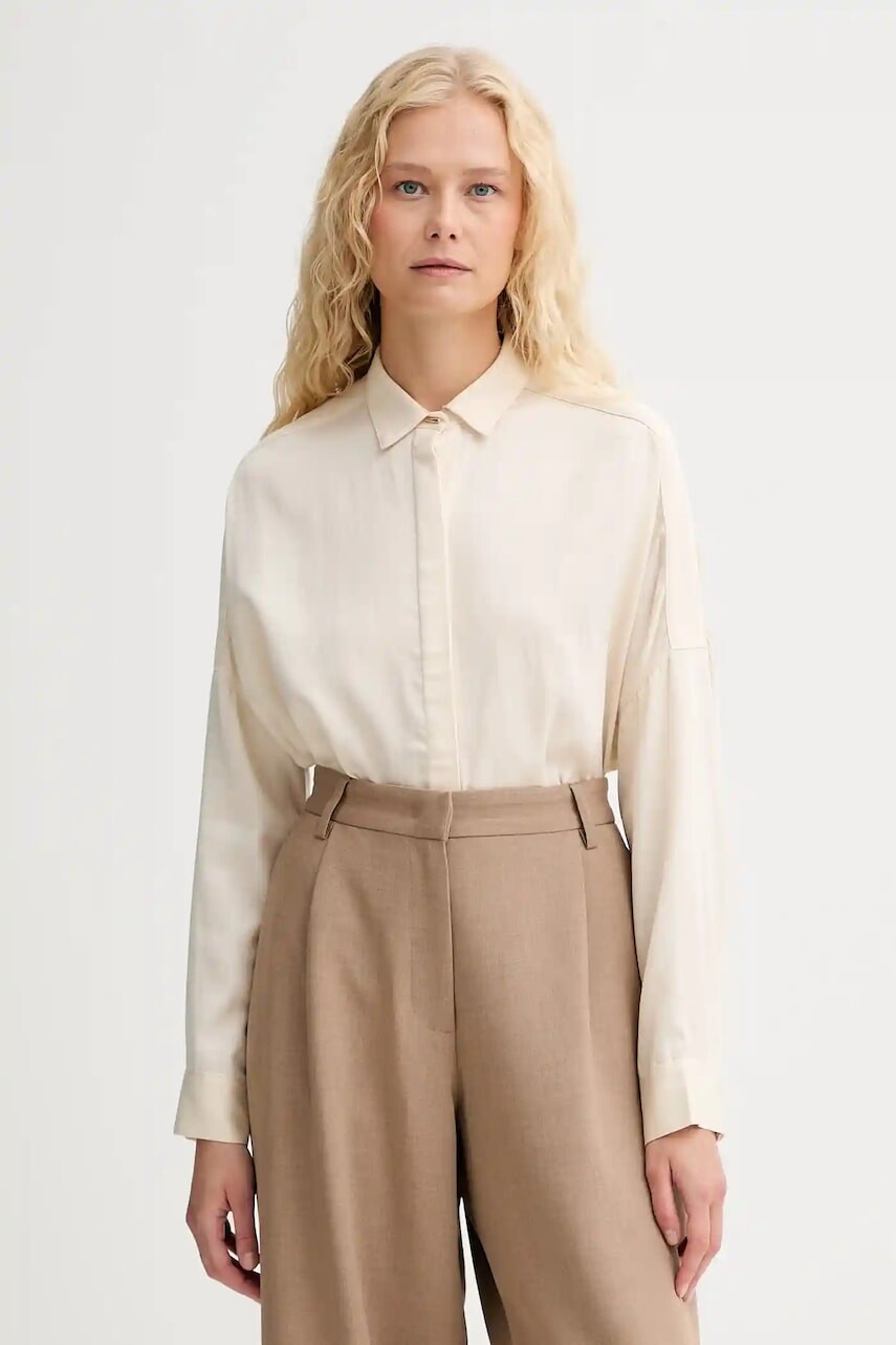 Košeľa Sessun béžová farba, voľný strih, s klasickým golierom, 23110031