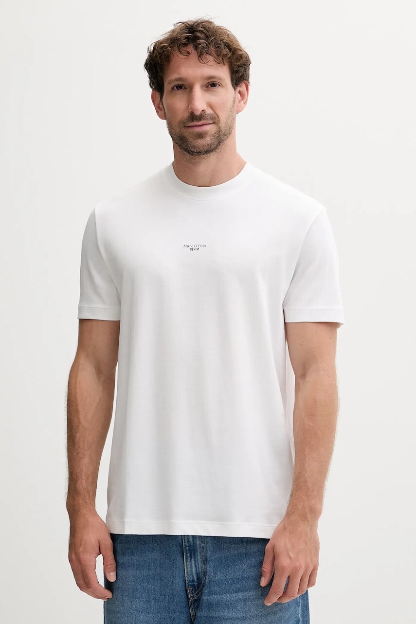 Bavlnené tričko Marc O'Polo pánske, biela farba, s potlačou, 5000006275