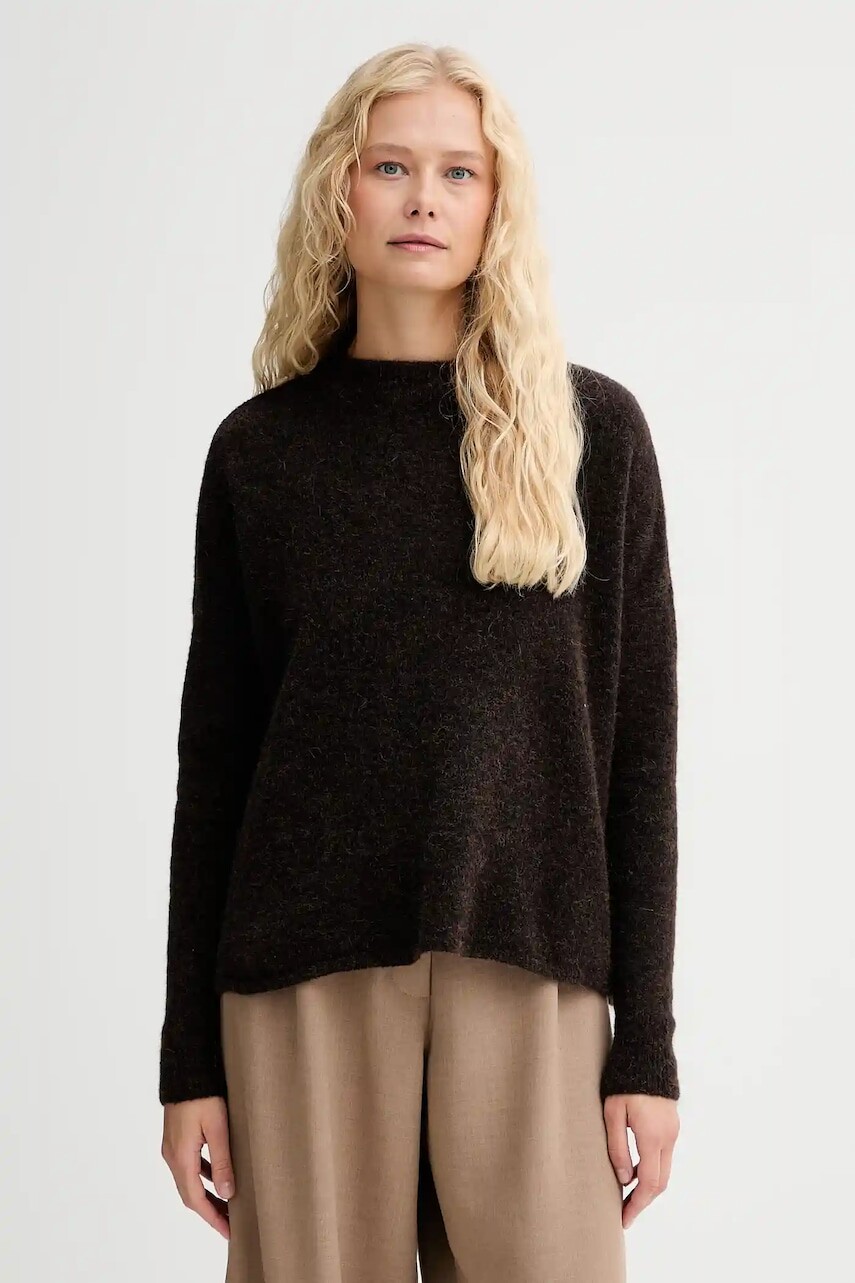 Vlnený sveter Sessun hnedá farba, ľahký, 24109009