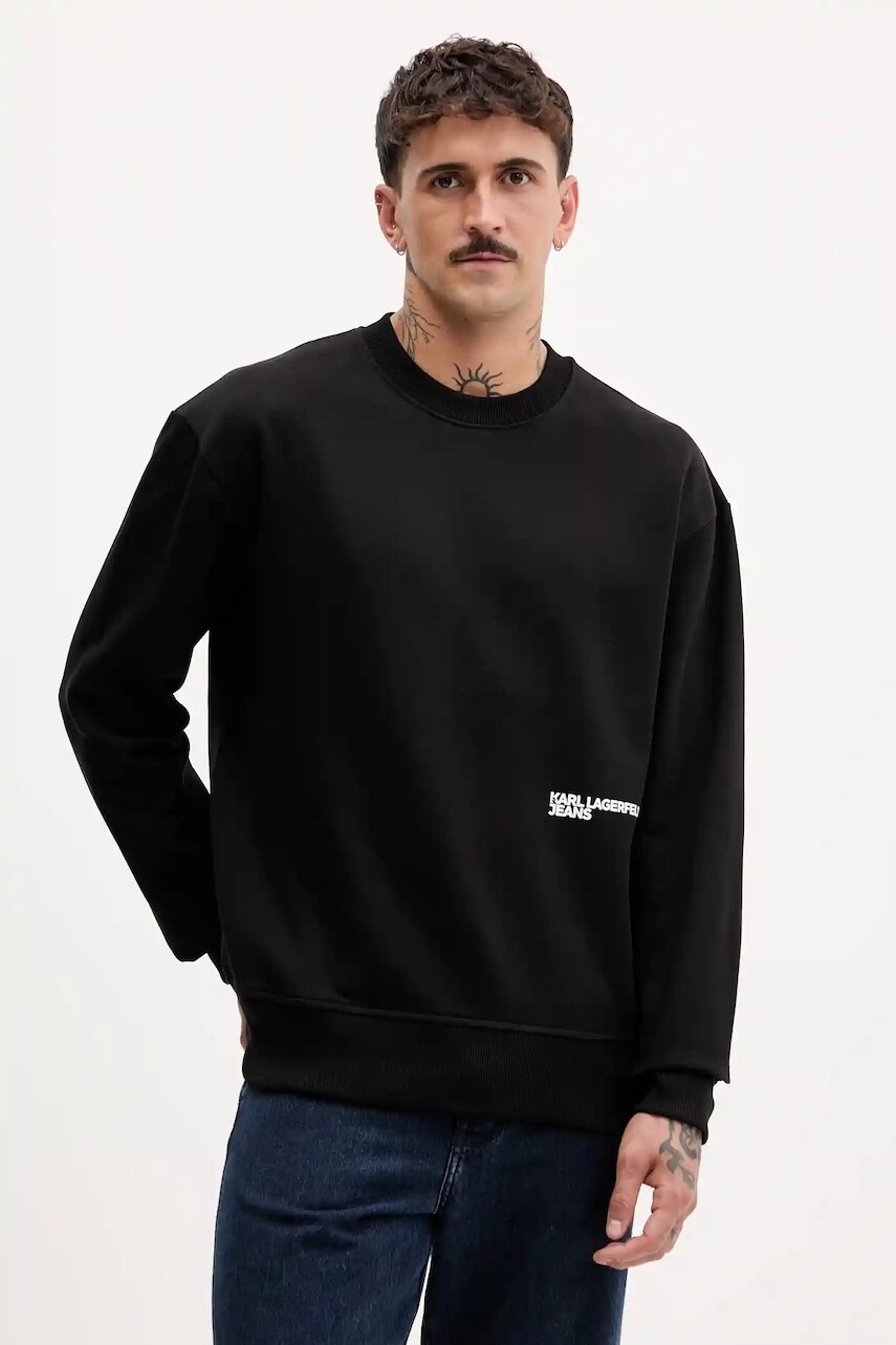 Bavlnená mikina Karl Lagerfeld Jeans čierna farba, s potlačou, A4M20014