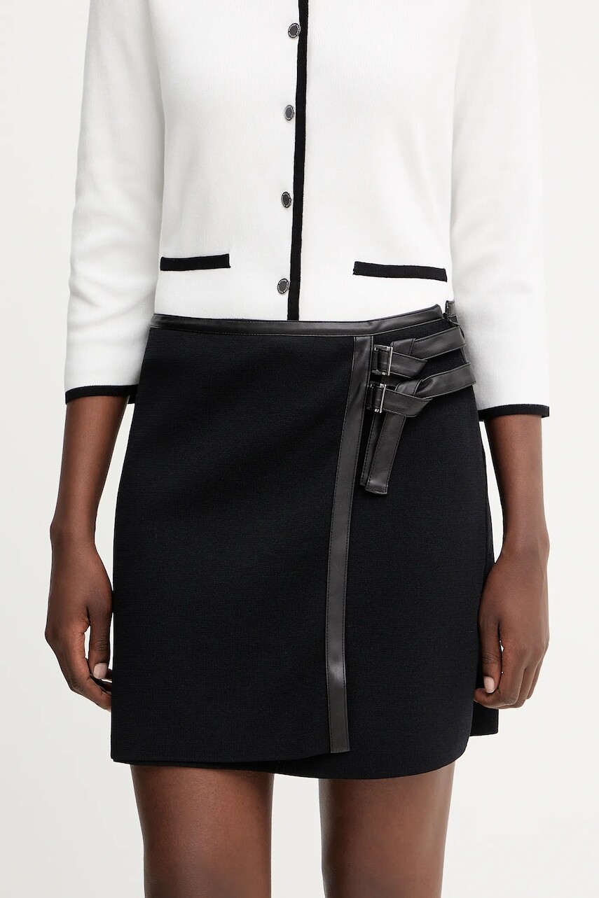 Sukňa Liu Jo čierna farba, mini, áčkový strih, MF5043 MS55N