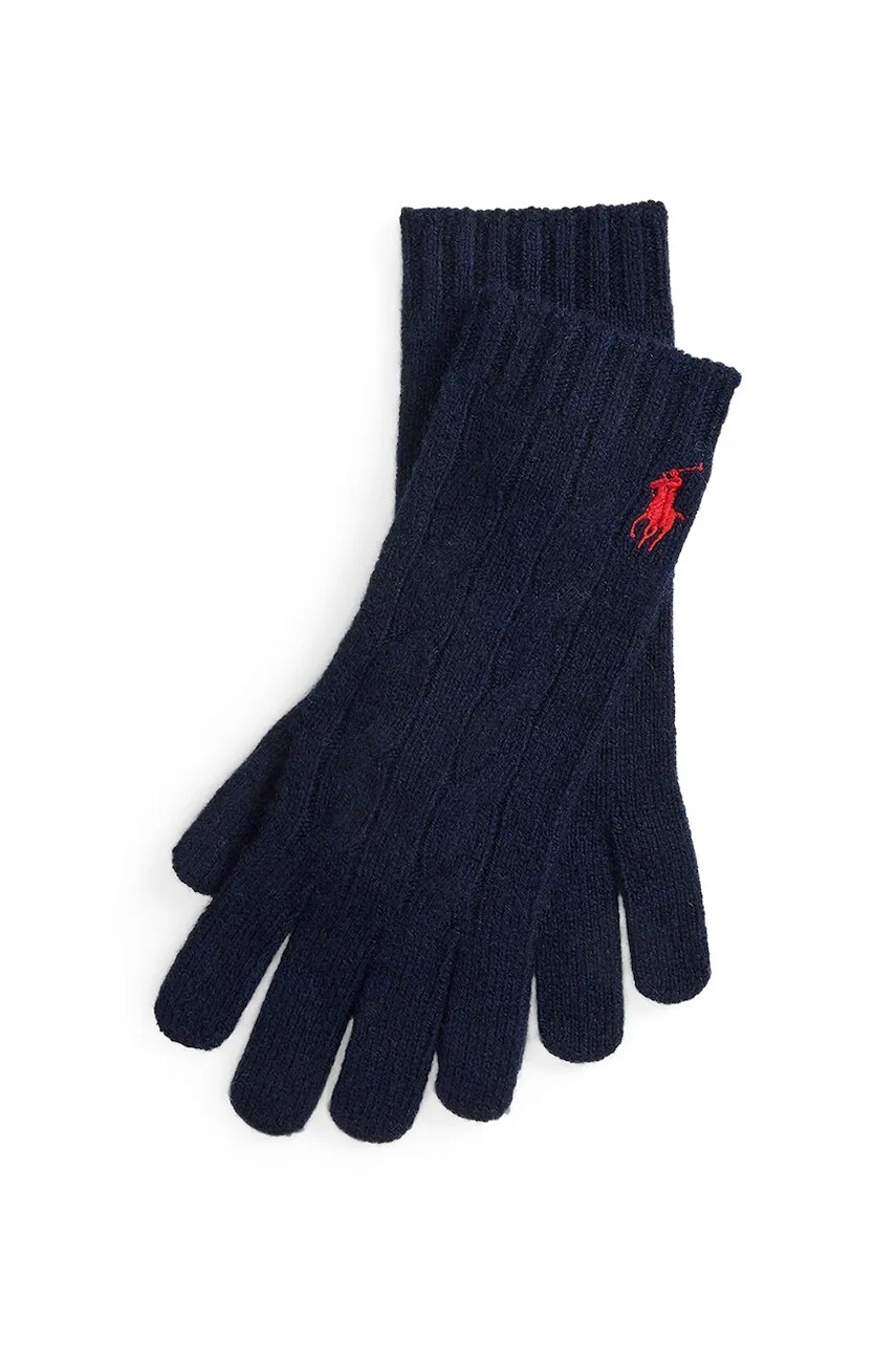 Vlnené rukavice Polo Ralph Lauren tmavomodrá farba, 455981440