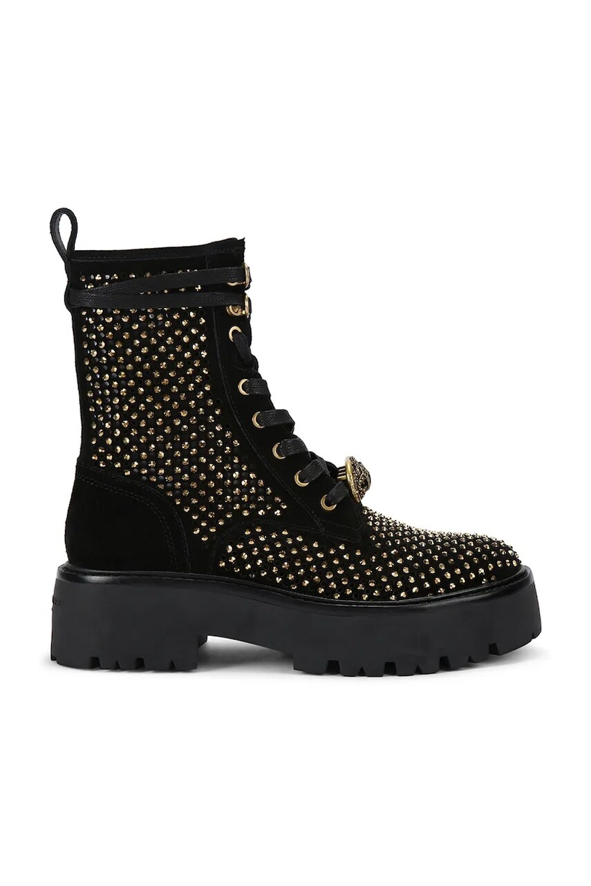 Semišové workery Kurt Geiger London Chelsea Perf Boot čierna farba, na plochom podpätku, 4731409209