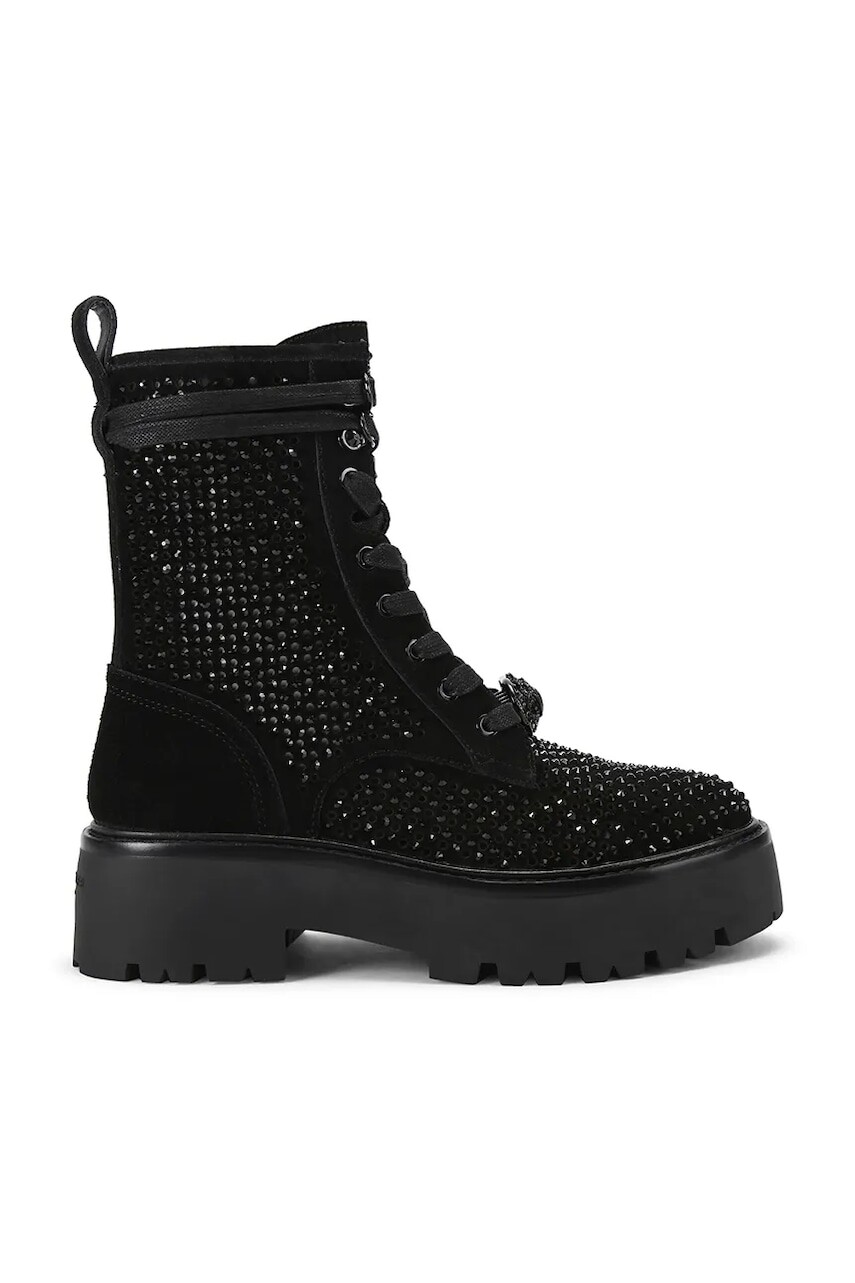 Semišové workery Kurt Geiger London Chelsea Perf Boot Drench čierna farba, na plochom podpätku, 4747900209