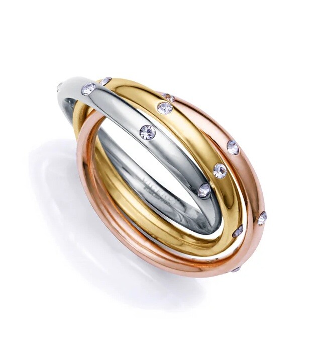 Viceroy Trojitý oceľový prsteň s kryštálmi Chic 14192A01 52 mm