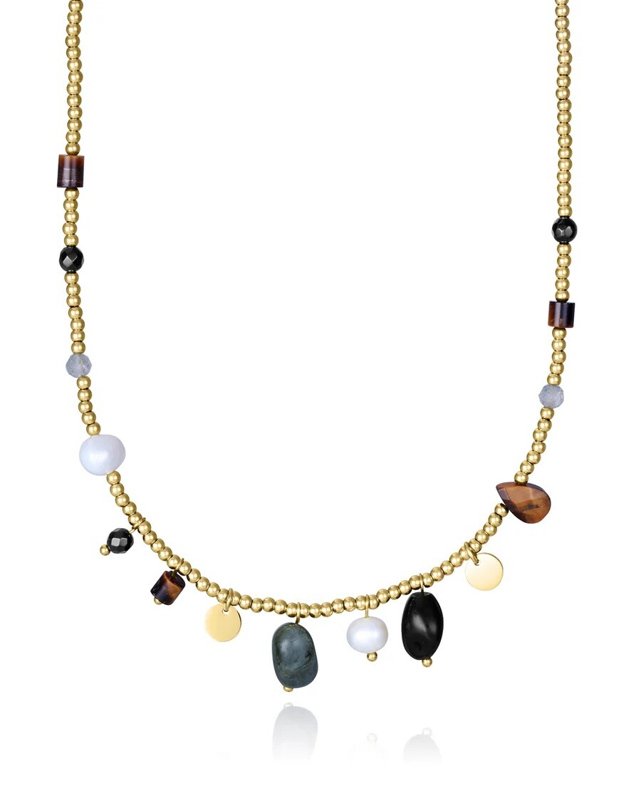 Viceroy Pozlátený korálkový náhrdelník s príveskami Chic 14200C01012