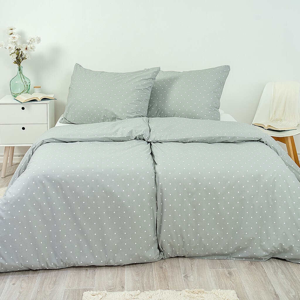 Stanex Bavlnené posteľná bielizeň Šedý puntík, 140x 200 cm, 70 x 90 cm, 140 x 200 cm, 70 x 90 cm