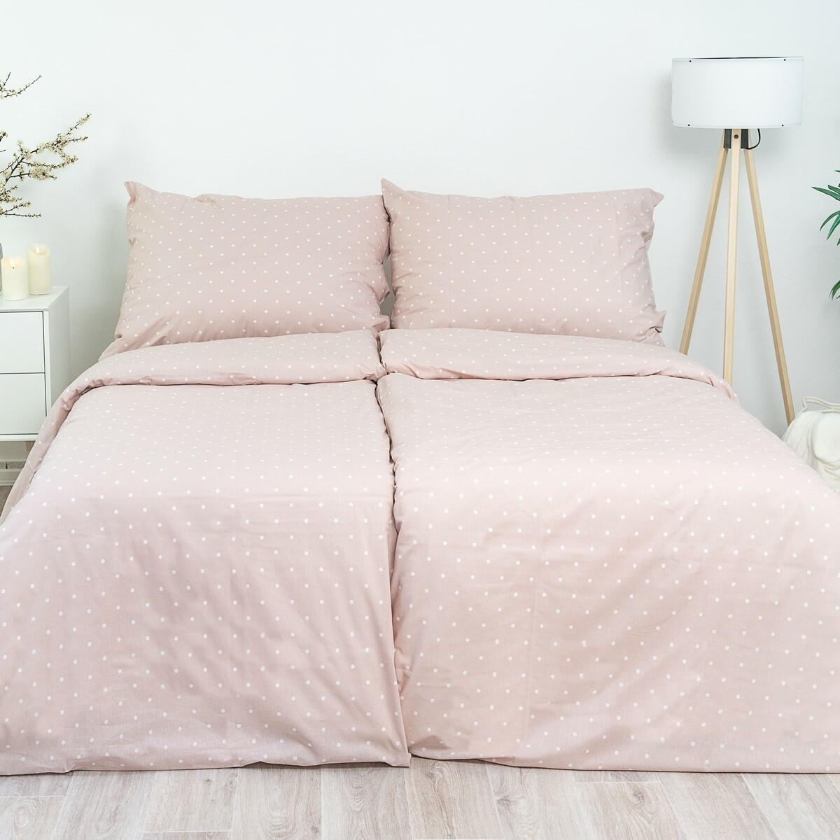 Stanex Bavlnené posteľná bielizeň Ružové bodky,140 x 200 cm, 70 x 90 cm, 140 x 200 cm, 70 x 90 cm