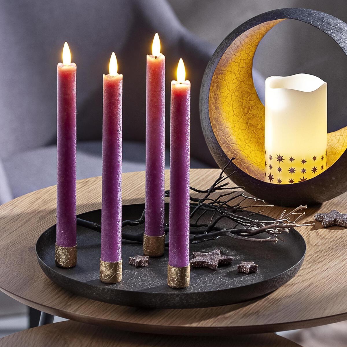 Weltbild Kovový podnos se 4 magnetickými svícny