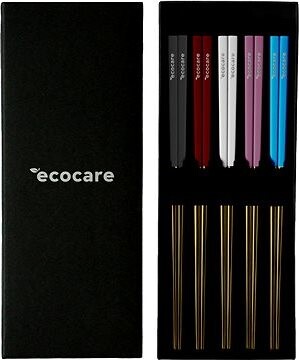 ECOCARE Kovové Sushi paličky Box Gold Mix Handle 10 ks