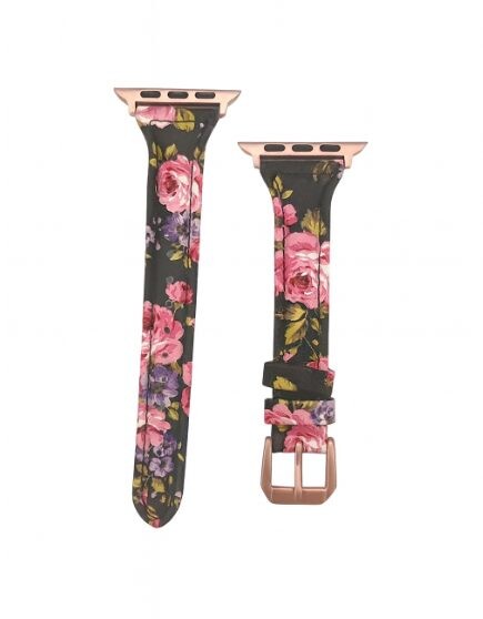 eses Kožený řemínek pre Apple Watch - Květinový 42mm, 44mm, 45mm, 49mm