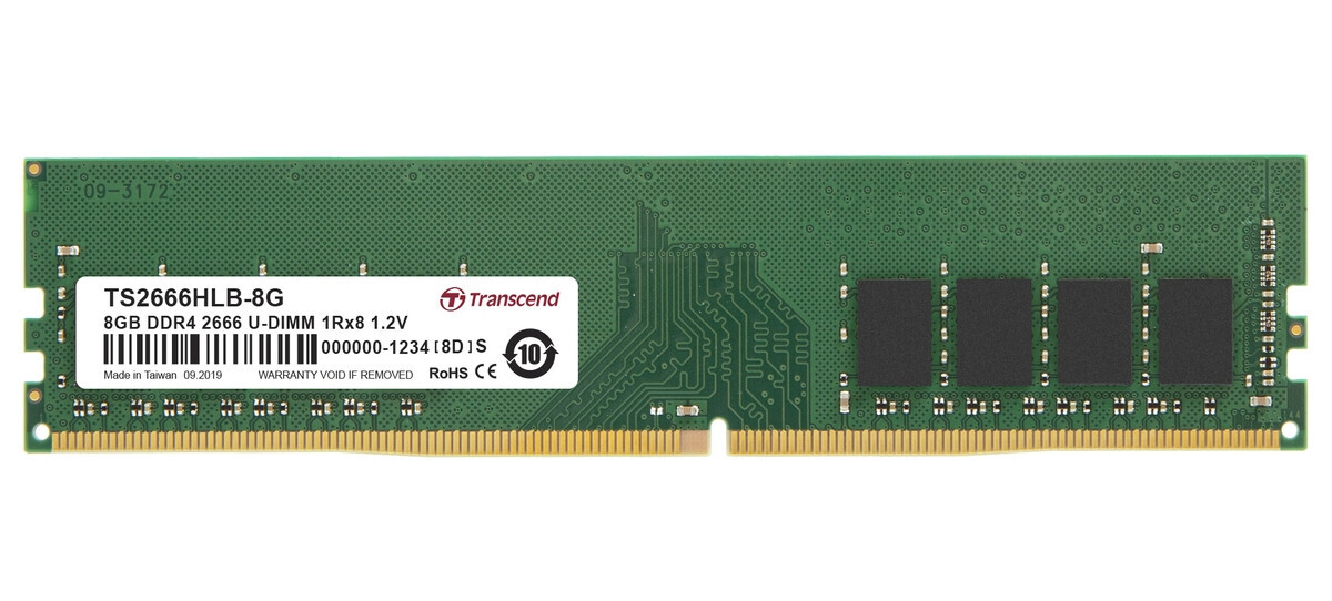 Transcend pamäť 8GB DDR4 2666 U-DIMM 1Rx8 1Gx8 CL19 1.2V