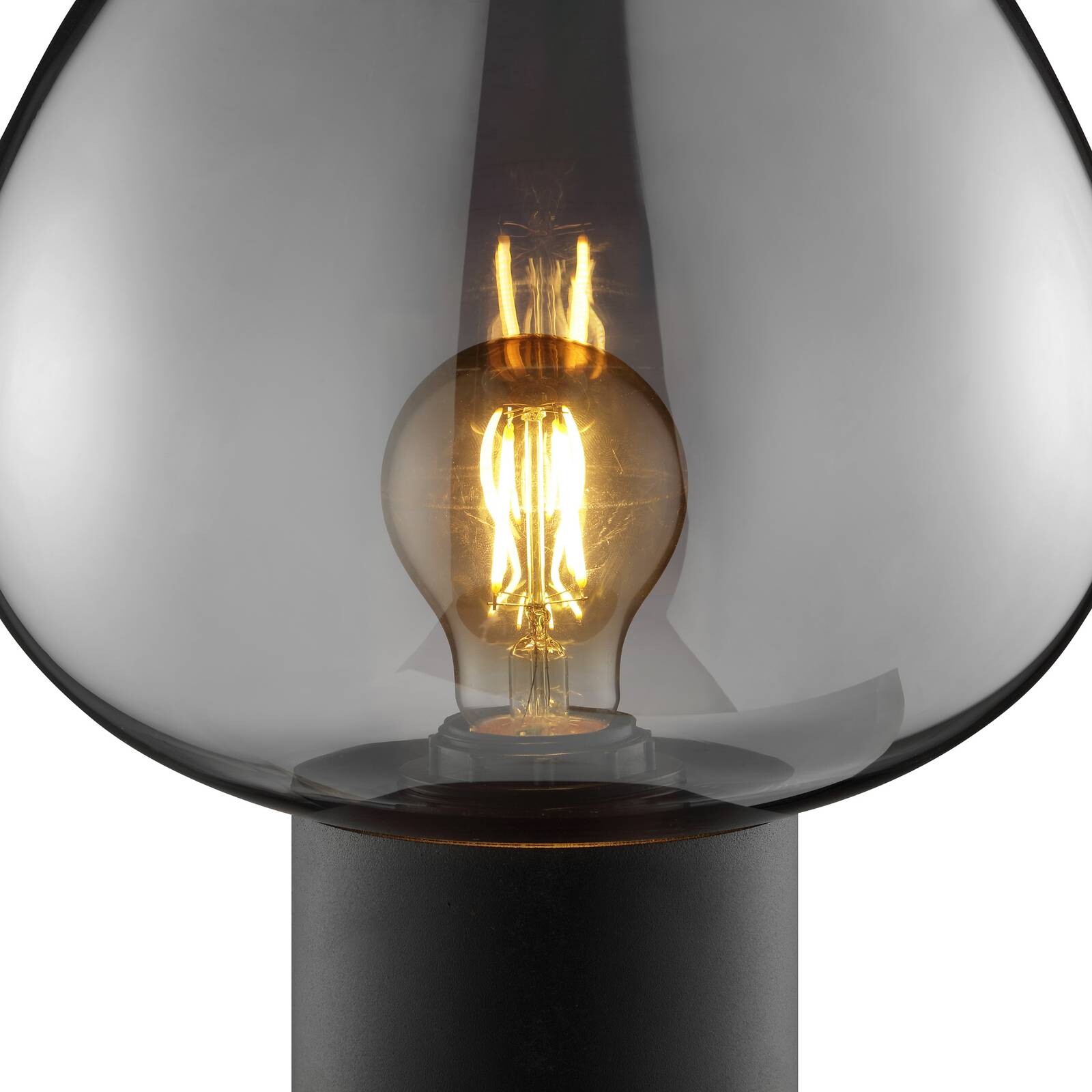 Stolová lampa Ligari, čierna/dymovo sivá, výška 28 cm kov/sklo