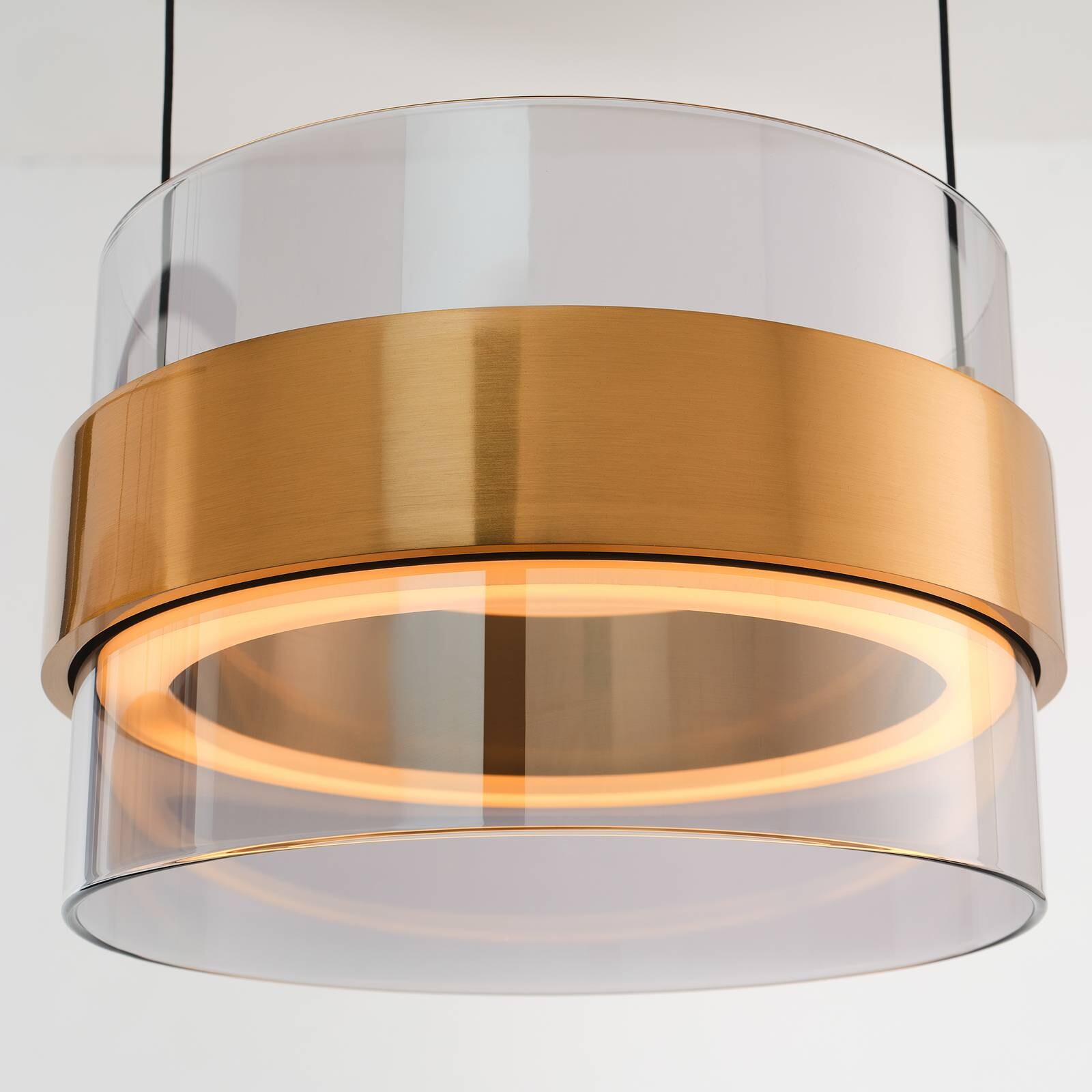 LED závesné svietidlo Inside, mosadzno-šedá, Ø 22 cm