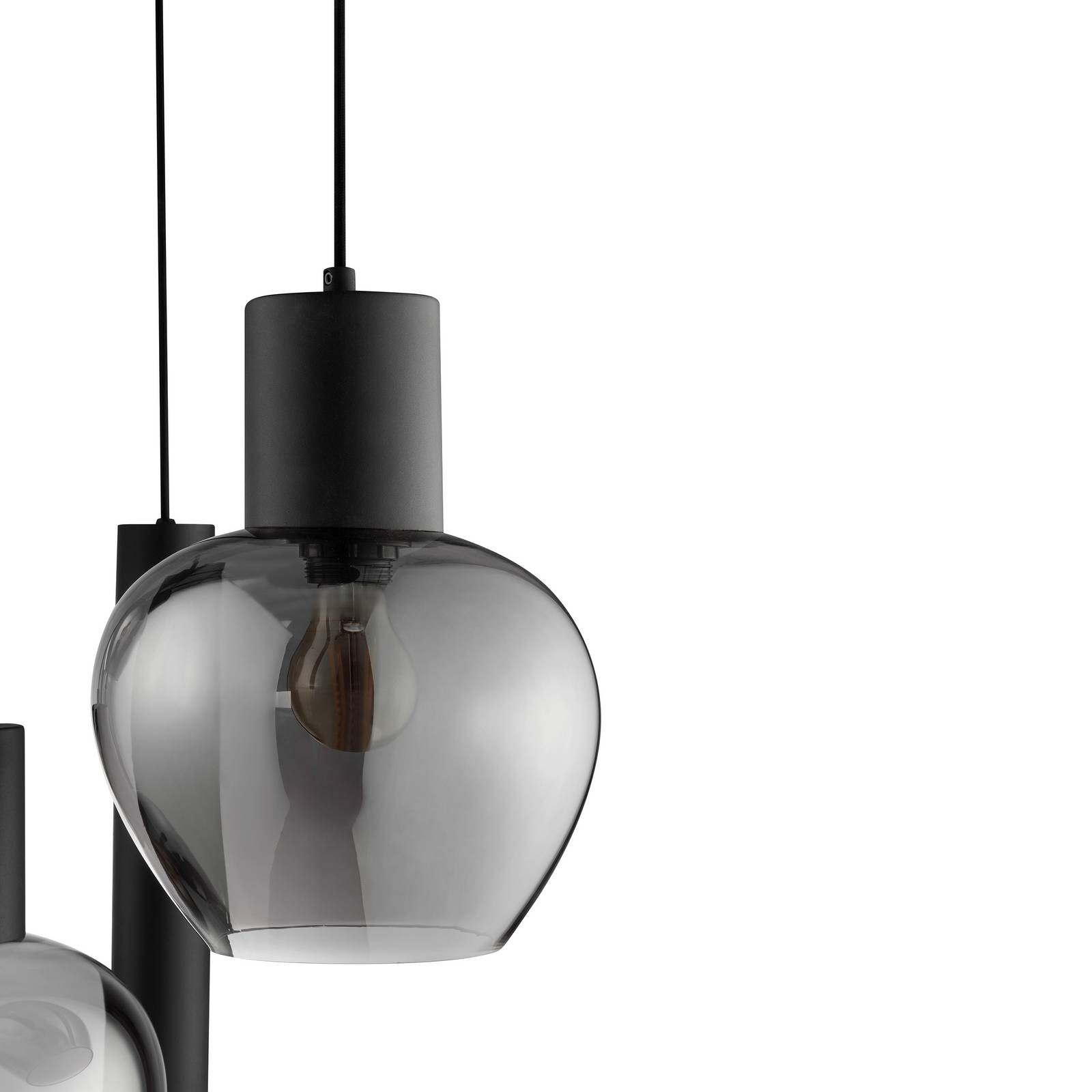 Závesné svietidlo Ligari, čierna/dymovo sivá, Ø 68 cm, kov/sklo
