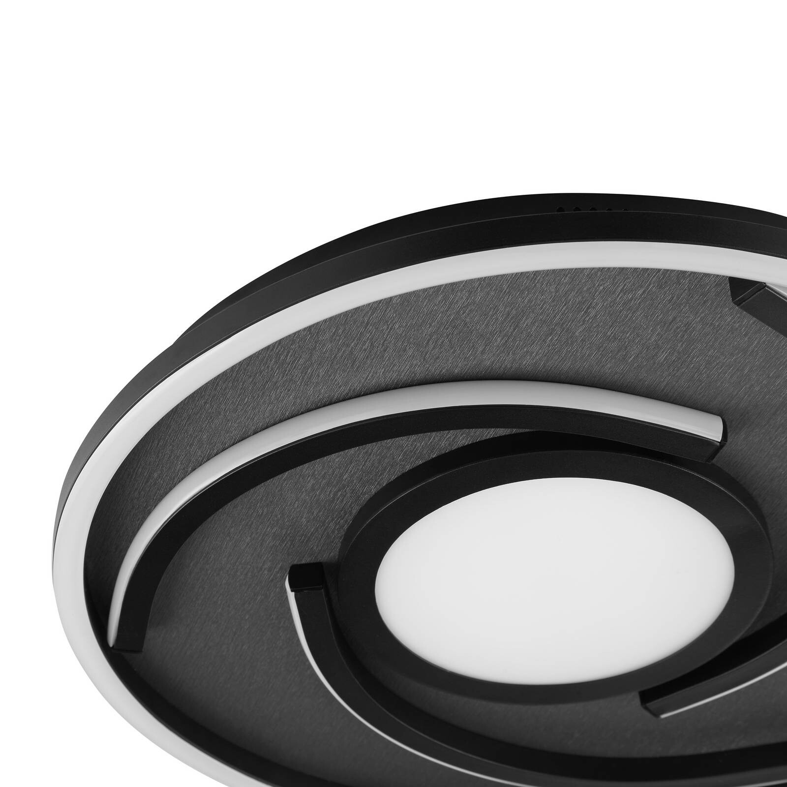 Stropné LED svetlo Hardy, Ø 35 cm, čierna matná, kov/textil