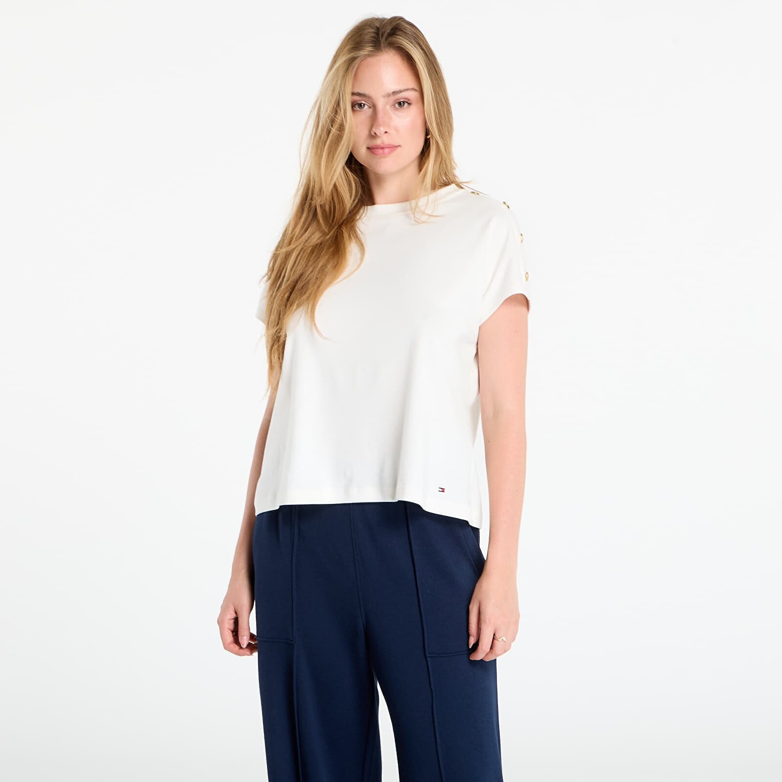 Tričko Tommy Hilfiger Gold Button Ss Tee White L