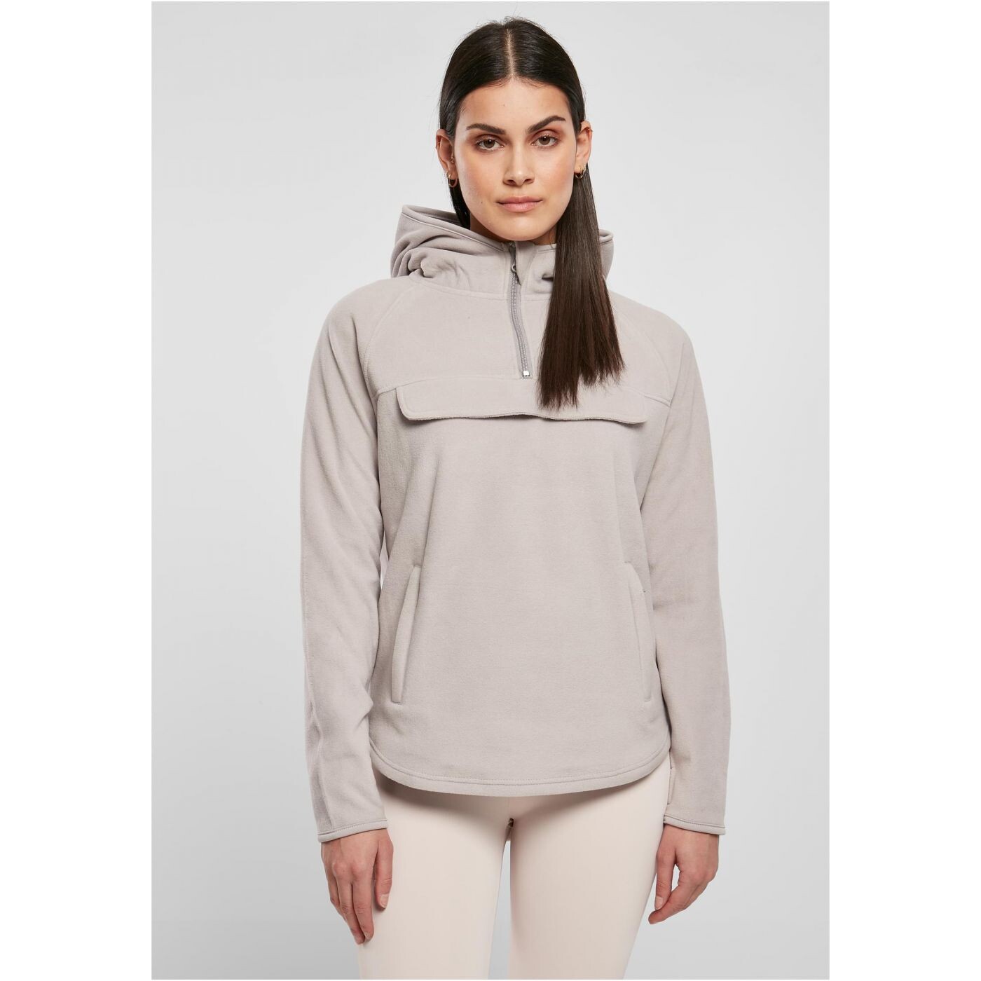 Women's warm grey Polar Fleece Pull Over Hoody
