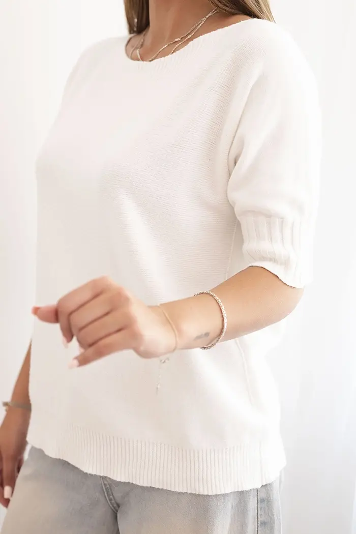 Kesi Włoski Dámsky sveter z viskózy s krátkym rukávom ecru