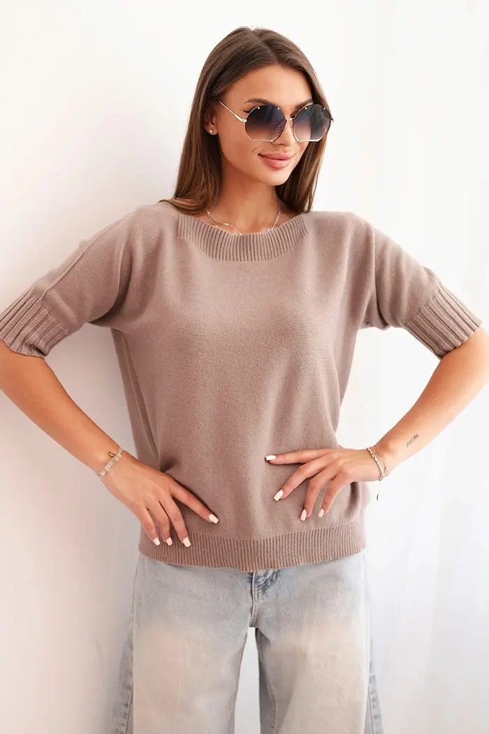 Kesi Włoski Dámsky sveter z viskózy s krátkym rukávom fango