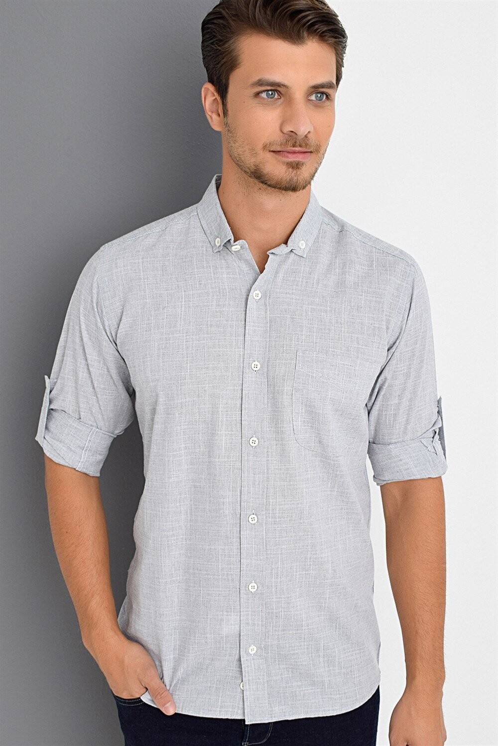 G625 DEWBERRY LINEN SHIRT-LACİVERT