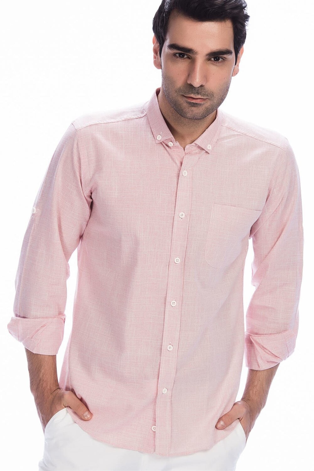 G625 DEWBERRY LINEN SHIRT-RED