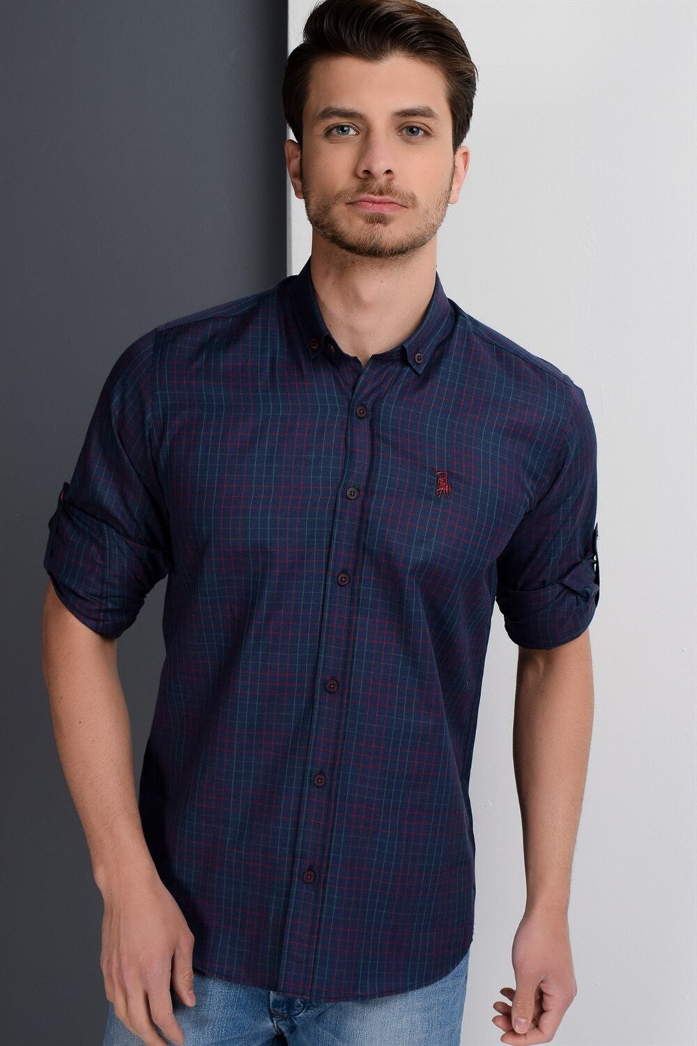 G650 DEWBERRY MEN'S SHIRT-NAVY-BURGUNDY