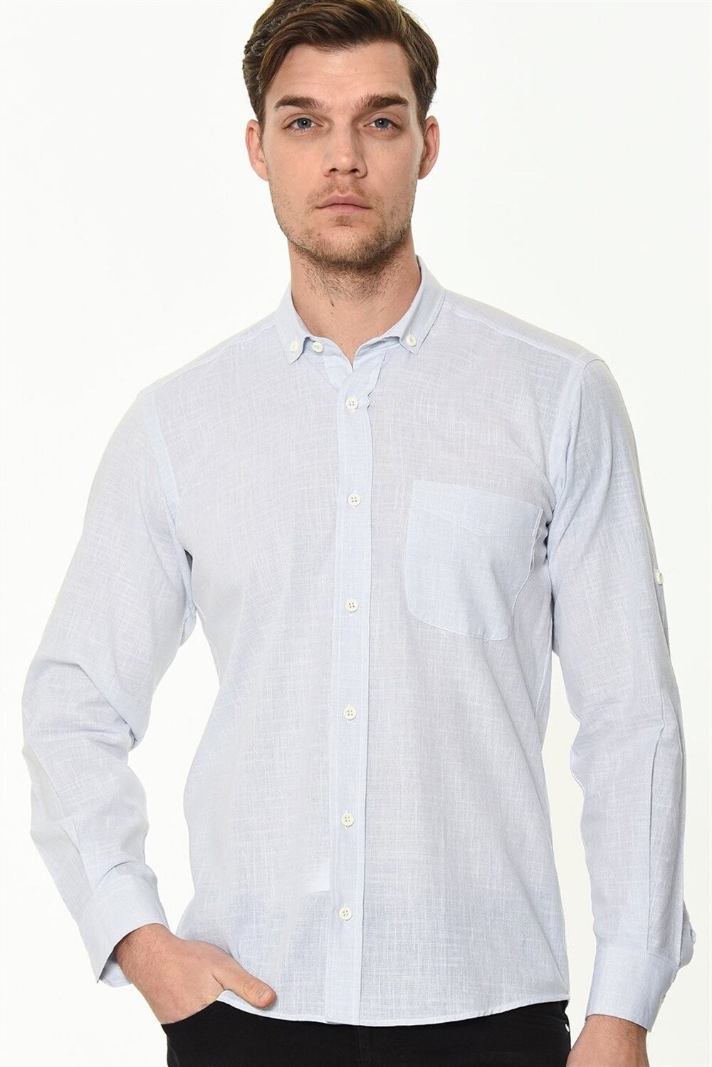 G625 DEWBERRY LINEN SHIRT-LIGHT BLUE