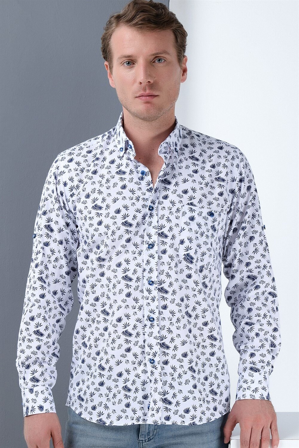 G690 DEWBERRY MEN's SHIRT-WHITE