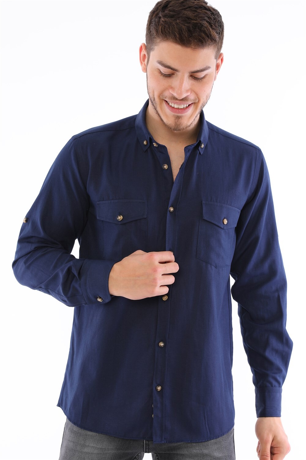 G722 DEWBERRY MEN'S SHIRT-NAVY BLUE