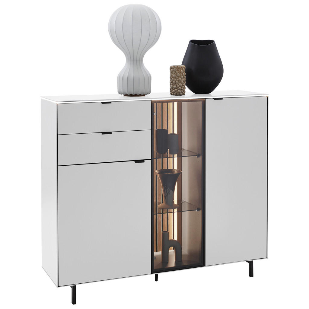 Dieter Knoll VYSOKÁ KOMODA, dub, biela, 141,2/120/40 cm