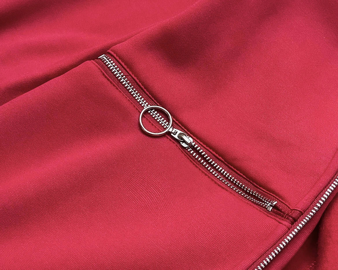 Dámska mikina s červeným pásom (amg-17) odstíny červené S (36)