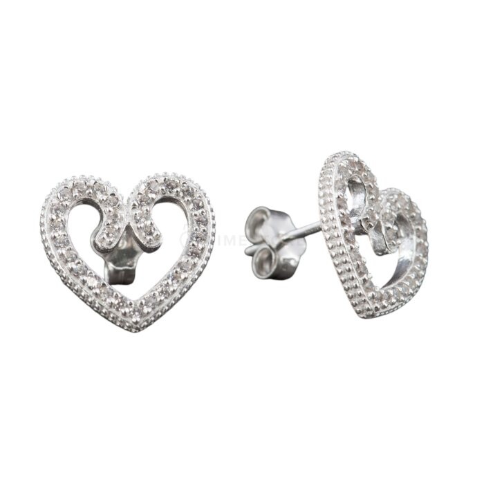 Strieborné puzetové náušnice, srdiečka TS-EA-0253