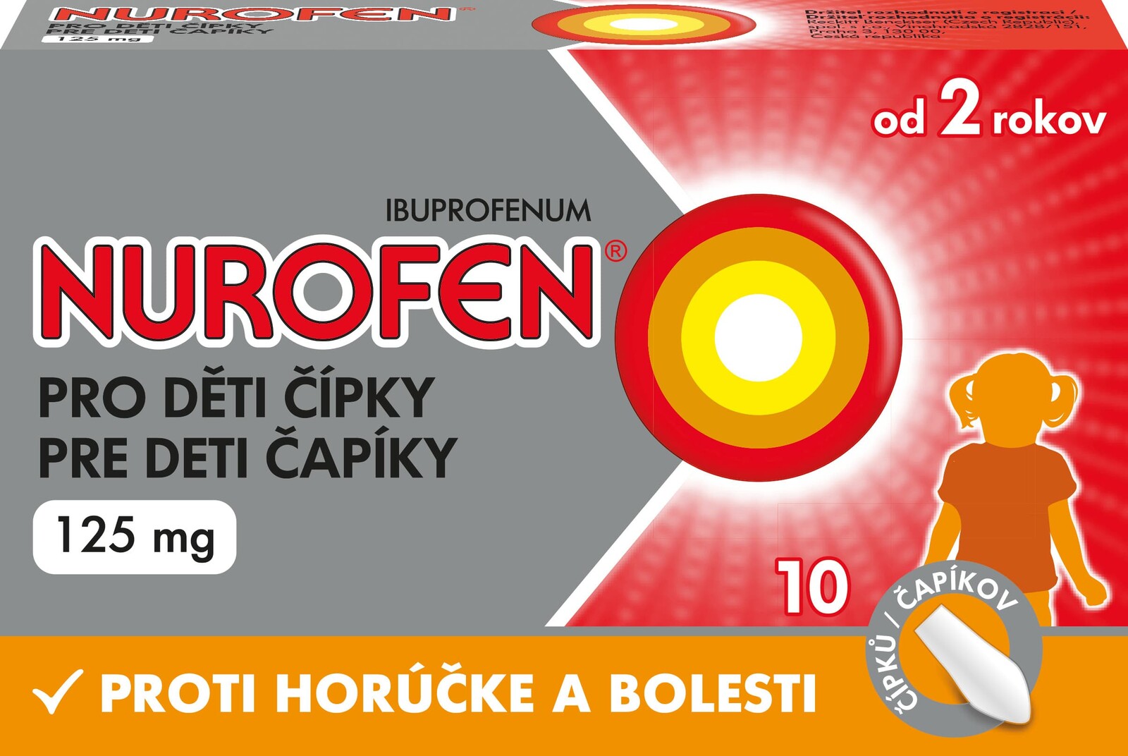 NUROFEN pre deti čapíky 125 mg, 1 x 10 ks