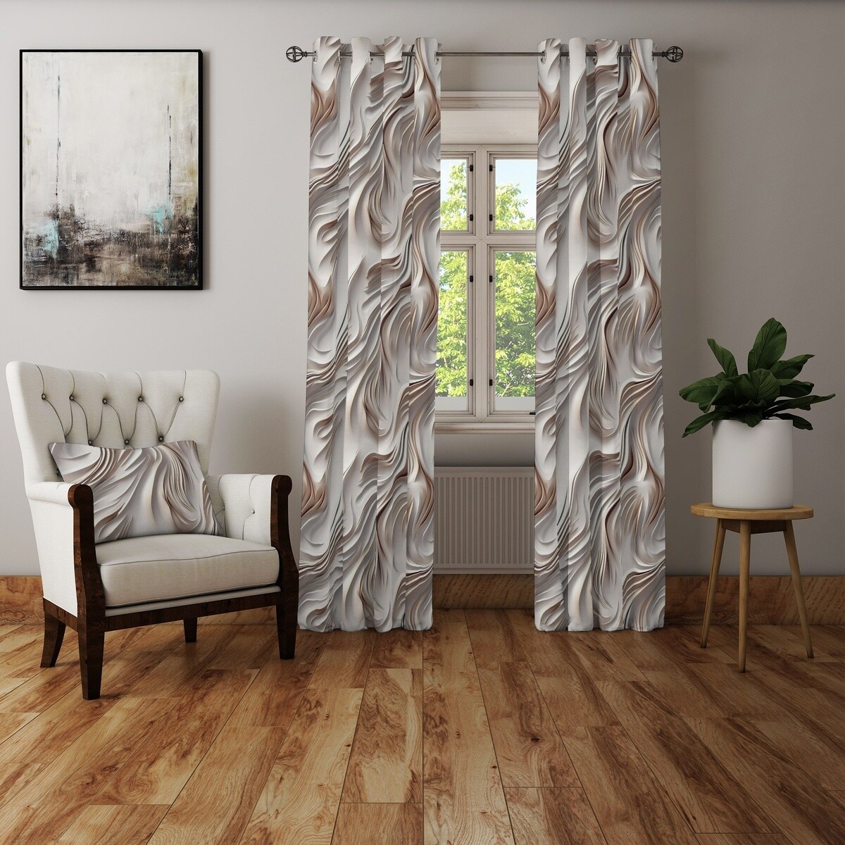 Zatemňovací dekoračný záves alebo látka, Blackout , Vlny , 150 cm 150 cm