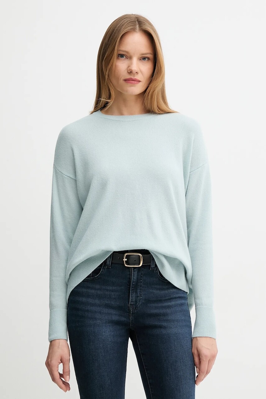 Vlnený sveter Sisley dámsky, tyrkysová farba, tenký