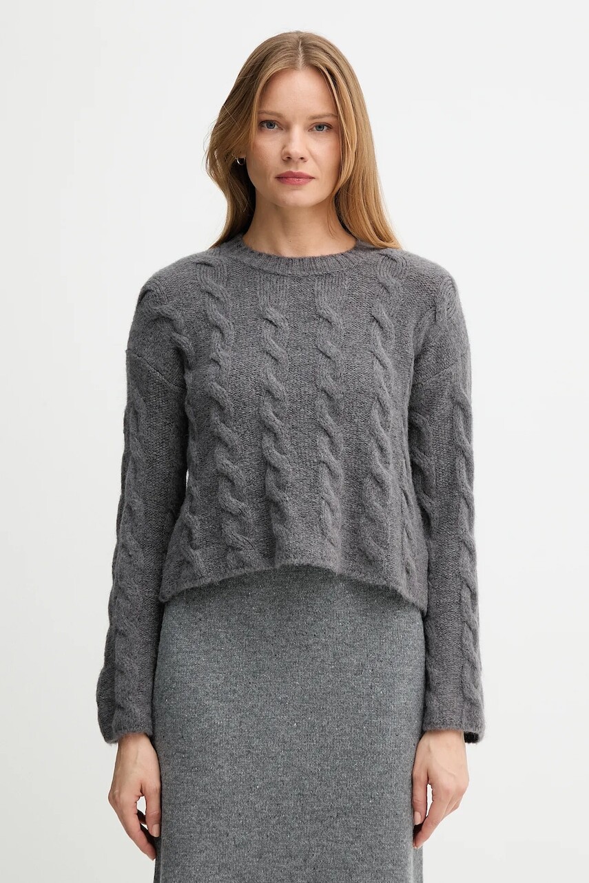 Sveter s prímesou vlny Sisley dámsky, šedá farba