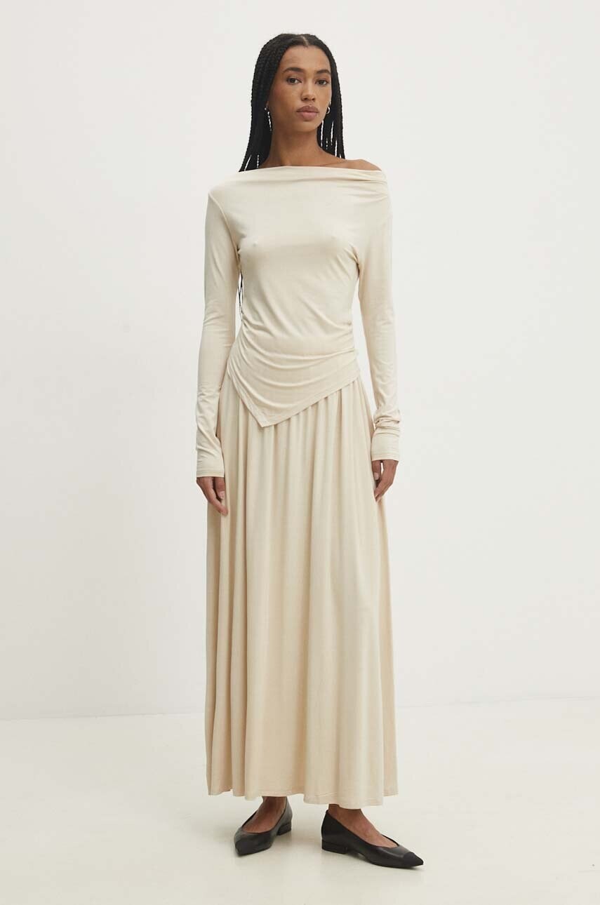 Komplet - tričko a sukňa Answear.LAB béžová farba