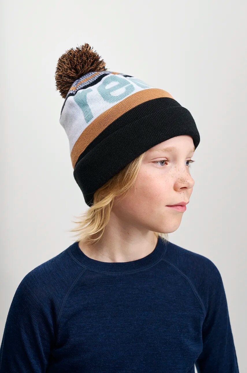 Detská čiapka Reima Taasko čierna farba biela, 5300058A