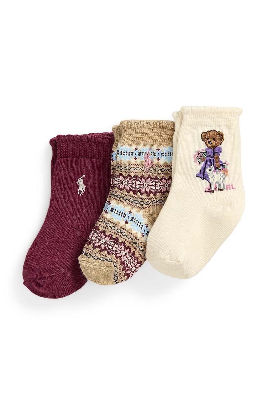 Detské ponožky Polo Ralph Lauren 3-pak šedá farba, 445958813001