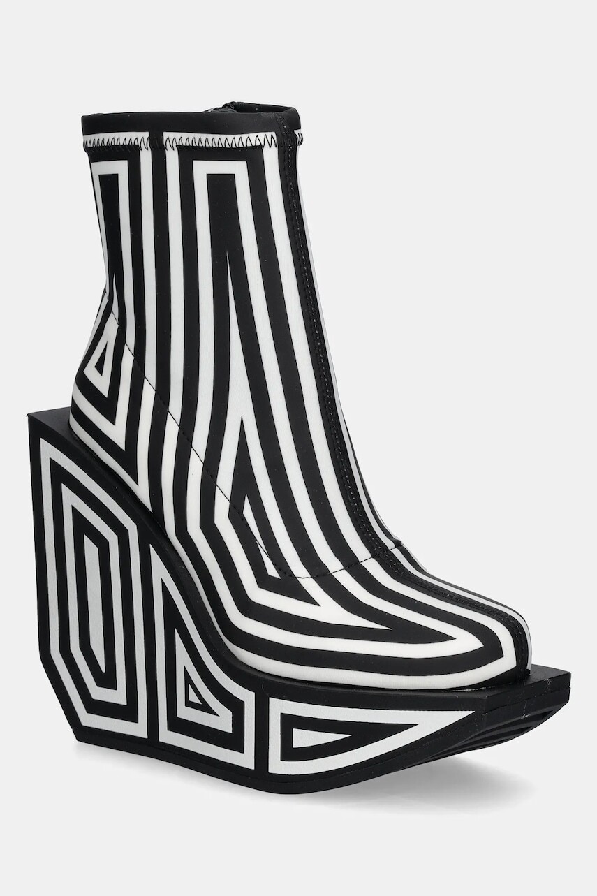 Kožené členkové topánky United Nude Wa Bootie Hi dámske, čierna farba, na platforme, 1087951082